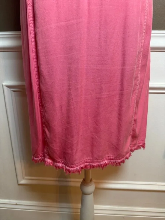 Maven West Pink Fringe Button Front Dress Sleeveless M - Picture 7 of 11